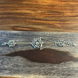 Brighton Asymmetrical Two Toned Floral Bracelet